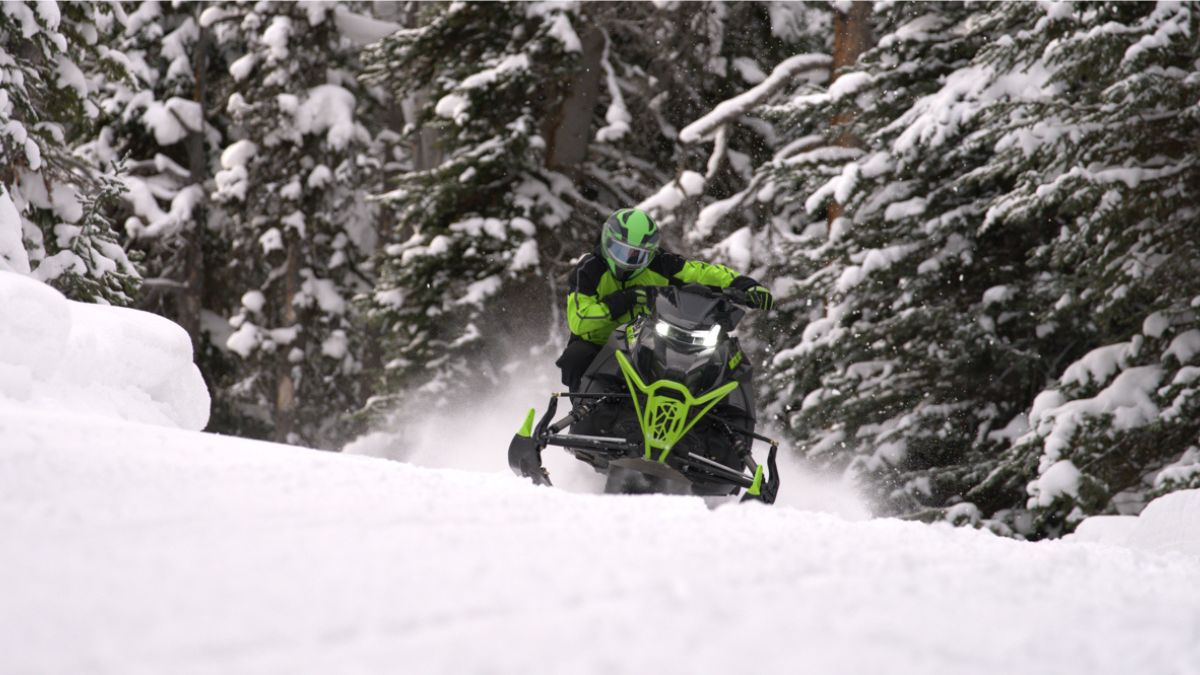 Snowmobile in the woods
